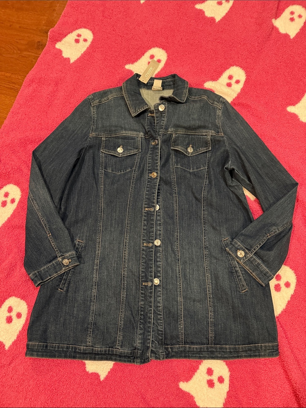 Women’s Chico’s Long Denim Jacket - Dark Blue